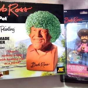 Bob Ross Collector's Bundle (Chia Pet and Action Figure)